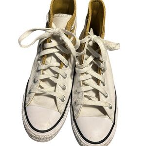 Converse White and Yellow High-Top Sneakers